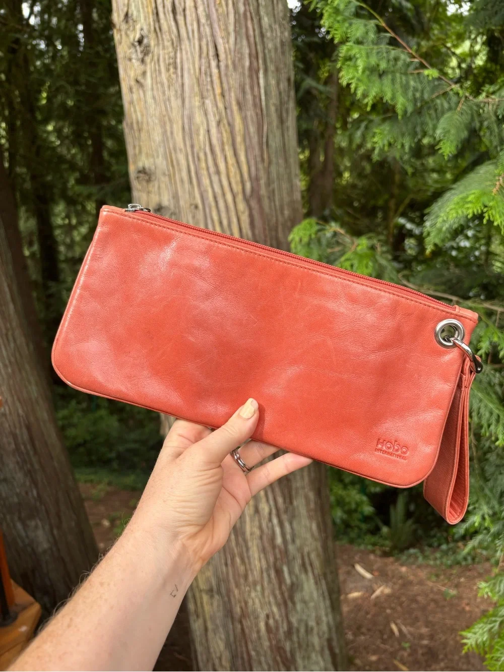 HOBO Coral Leather Wristlet Clutch